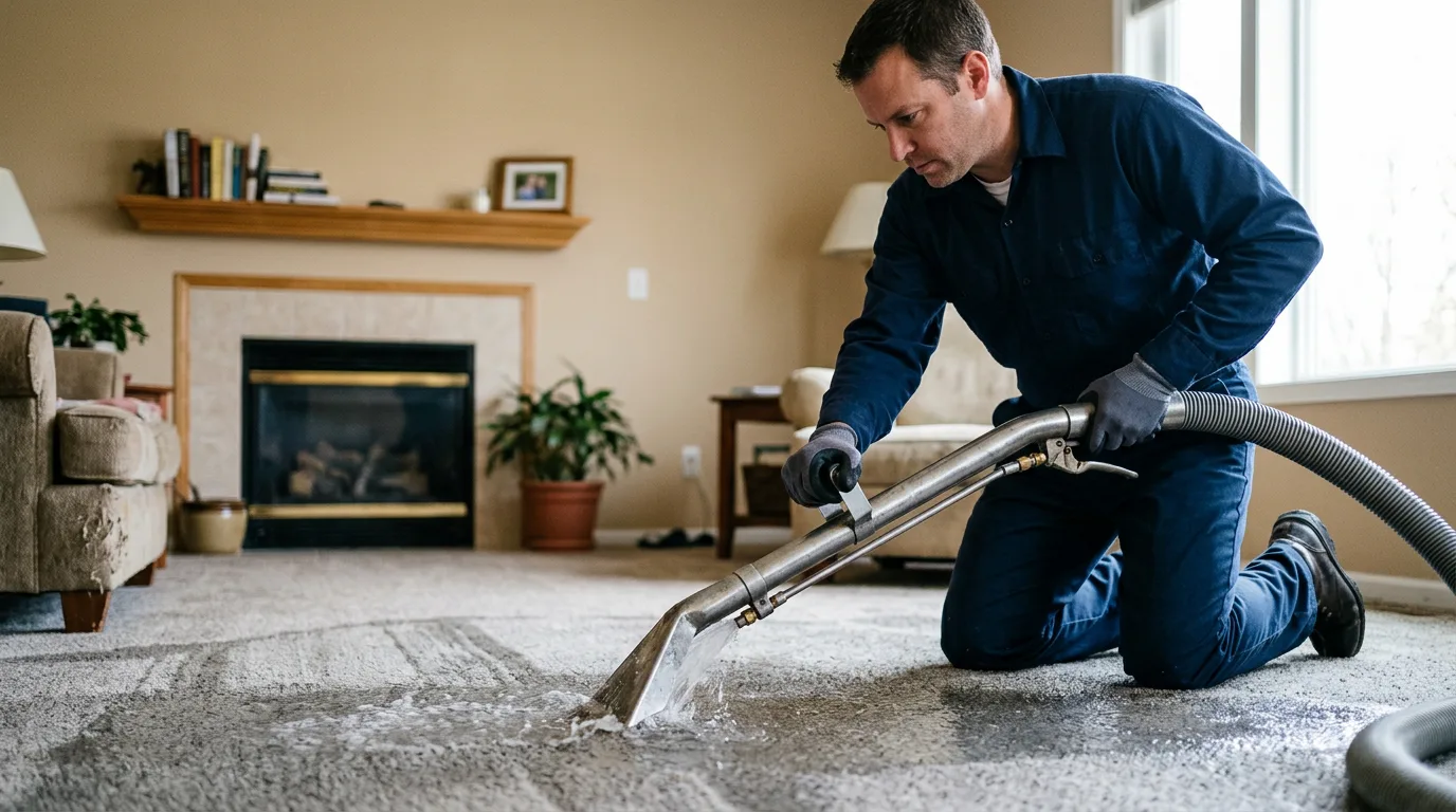 Water damage restoration technician working near Toronto, KS